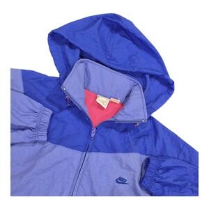 VTG Nike Jacket Windbreaker‎ Grey Tag Embroidered Swoosh Hood 90s Rare Women's S